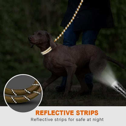 Taglory Rope Dog Leash 4 FT with Comfortable Padded Handle, Highly Reflective Threads Leash for Medium Large Dogs, 1/2 inch, Yellow Taglory