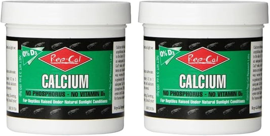 Rep-Cal 52298 Phosphorous-Free Calcium Powder Reptile/Amphibian Supplement Without Vitamin D3, 4.1 oz,White (Pack of 2) Rep-Cal