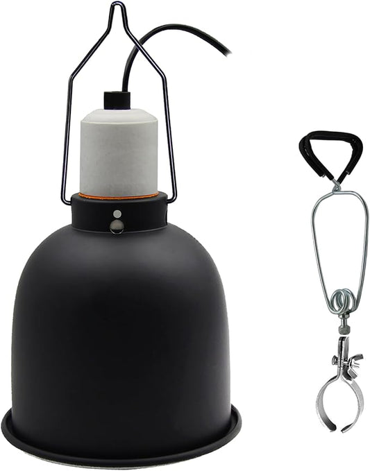 Reptile Heat Lamp, Reptile Light Fixture, 5.5 Inch Deep Dome with Adjustable Clamp PAWPICO