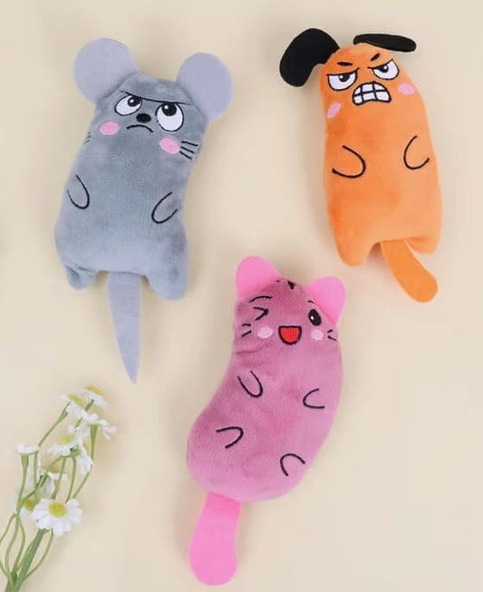 3-Pack Interactive Cat Chew Plush Toys with Catnip - PAWPICO