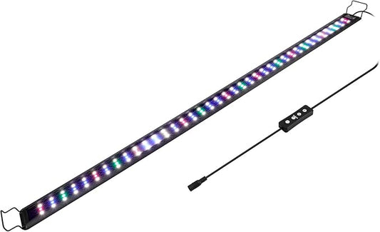 hygger 32W Full Spectrum Aquarium LED Light with 10 Levels of Brightness, White Blue Red Green LEDs,6H8H12H Timer,RGB Light for 46-54IN Freshwater Fish Tank, Aquatic Plants Tropical Ornamental Fish hygger