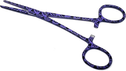 Dog Pet Ear/Nose Hair Puller Grooming Hemostat Locking Forceps Pliers, 5.5" (14cm), Straight (Purple Paws) A2Z+SCILAB