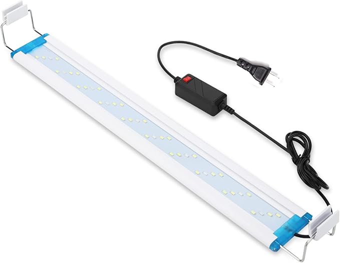 Bright Classic LED Aquarium Light, Reef Plant Fish Tank Light with Extendable Brackets, Aquatic Plant Growth Lamp White and Blue LEDs JackSuperAquariumPetsFocus