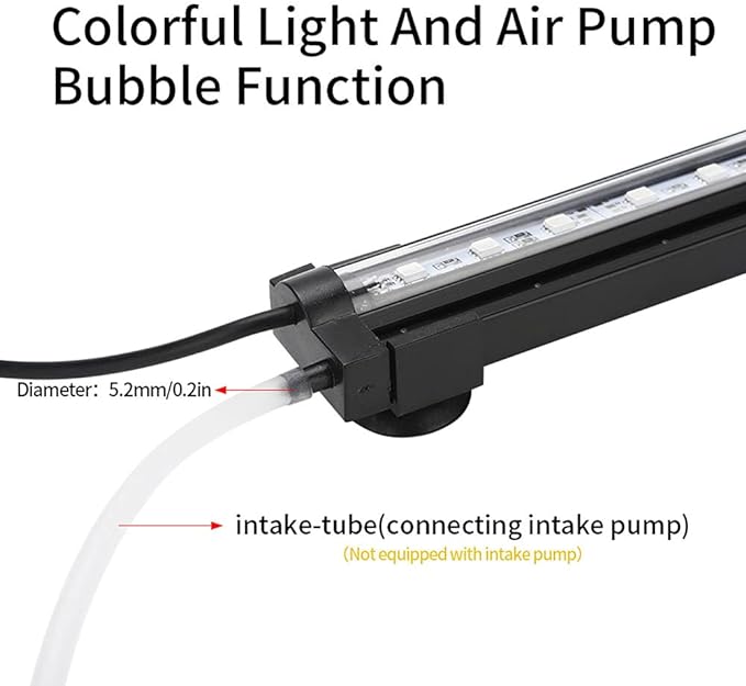 HCDMRE LED Air Bubble Light Aquarium Light Underwater Submersible Fish Tank Light Color Changing Making Oxygen Aquarium Tools,Us Plug,46cm/18.1" PAWPICO