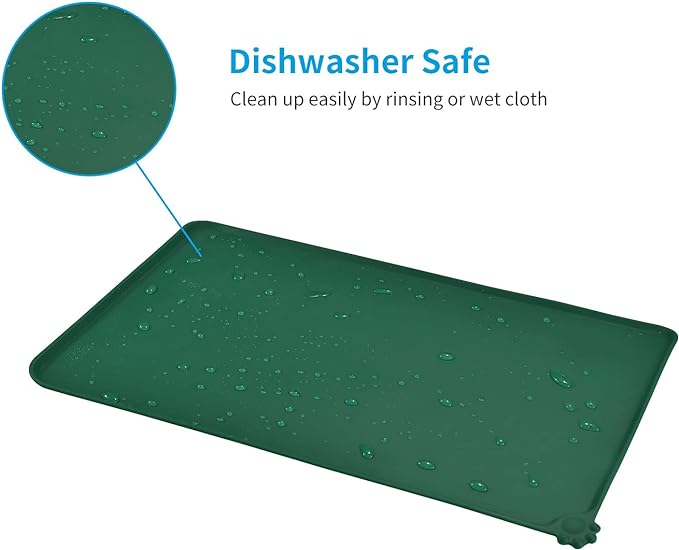 AUDWUD Silicone Waterproof Dog Cat Pet Feeding Mats,Anti Slip Pet Bowl Mats,Pet Feeding Mat,21" x 15" - PAWPICO