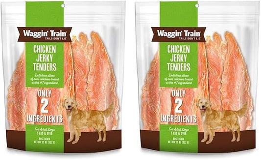 Waggin' Train Limited Ingredient, Grain Free Dog Treat, Chicken Jerky Tenders - 11 oz. Pouch (Pack of 2) - PAWPICO