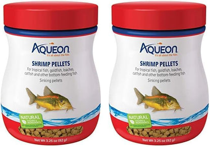 Aqueon Shrimp Pellets Sinking Food for Tropical Fish, Goldfish, Loaches, Catfish and Other Bottom Feeding Fish, 3.25 oz (Pack of 2) Aqueon