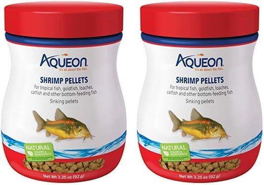 Aqueon Shrimp Pellets Sinking Food for Tropical Fish, Goldfish, Loaches, Catfish and Other Bottom Feeding Fish, 3.25 oz (Pack of 2) Aqueon