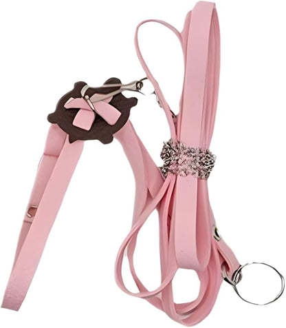 Tortoise Leash， Adjustable Control Rope Turtle Leash and Harness Pet Walking Rope for Small Medium and Large Turtle Pets Outdoor Walking Training Supplies，Pink L cyhaen