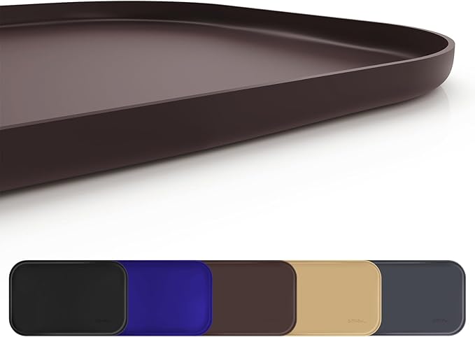 Silicone Pet Feeding Mat with Raised Edge, Dog Cat Bowl Mats for Food and Water, Pet Placemat for Floors Waterproof, 22” x 14” x 0.8” Dark Brown - PAWPICO