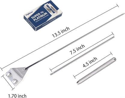 HOTOOLME Aquarium Scraper, 25.6" Stainless Steel Scraper Cleaning Razor with 10 Blades for Glass Aquarium Fish Tank HOTOOLME