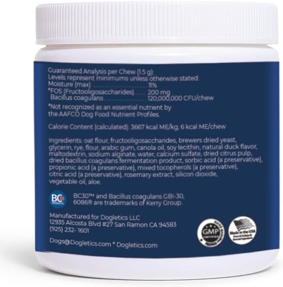 Gut Health Probiotic & Prebiotic - 90ct Support Stomach Microbiome, Prevent Digestive Problems, Reduce Anal Gland Issues, Improve Immune Function and Overall Energy Dogletics