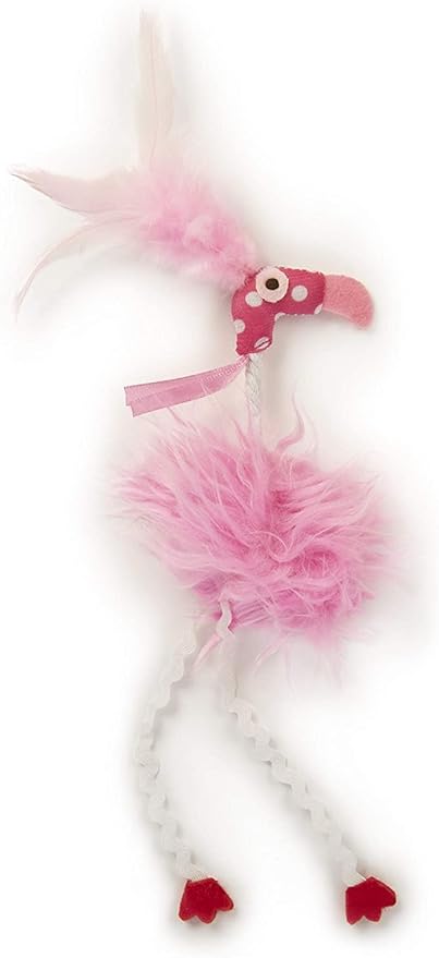 SmartyKat Flamingo Flip Feather Cat Toy, Contains Silvervine & Catnip - Pink, Small - PAWPICO