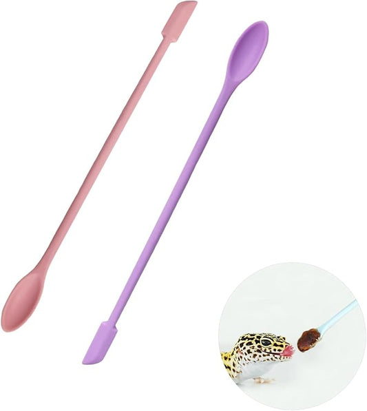 2Pcs Reptile Spoon, Reptile Powder Fruit Mixing Stirring Food Long Handle Feeding Tool Fit Crested Gecko Gargoyle Bearded Dragon FUATY