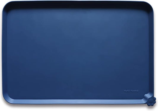 Hoki Found XX-Large Silicone Pet Food Mats Tray - Non Slip Pet Dog Cat Bowl Mats Placemat -Waterproof Dog Cat Food Mats - Dog Pet Cat Feeding Mat - Pet Water Mats for Carpet -Indigo Ink … - PAWPICO