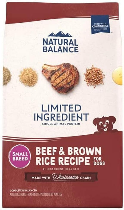 Natural Balance Limited Ingredient Small-Breed Adult Dry Dog Food with Healthy Grains, Beef & Brown Rice, 12 Pound (Pack of 1) - PAWPICO