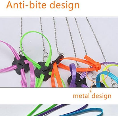 Hypeety Reptile Lizard Outdoor Walk Adjustable Harness Leash Anti-bite Light Soft Bearded Dragon Accessories Parrot African Grey Cockatoo Macaw Ringneck Outside Free Lovebird Supplies (Random Color) Hypeety