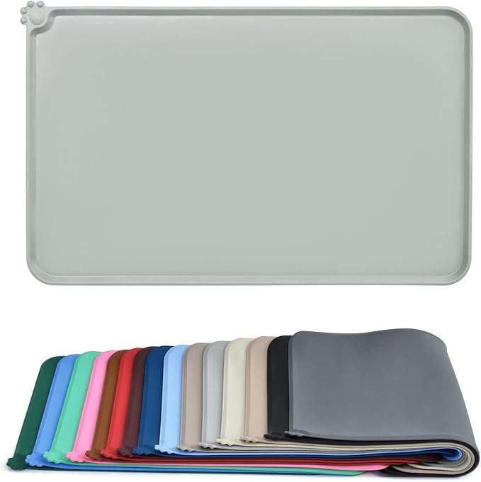 AUDWUD Silicone Waterproof Dog Cat Pet Feeding Mats,Anti-Slip Pet Bowl Mats,Pet Feeding Mat - PAWPICO