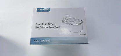 SOOFPET Cat Water Fountain: with 6pcs Carbon Filter + 3pcs Sponge - 108oz/3,2L Pet Water Fountain Stainless Steel - Cat Fountains for Drinking with Quiet Pump Dishwasher Safe Design Faucet-Shaped - PAWPICO