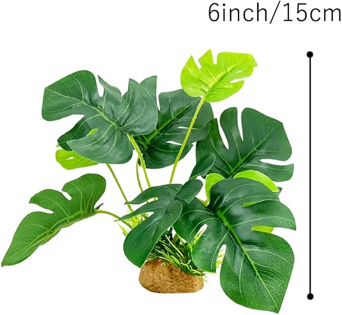 Smoothedo-Pets Aquarium Plants Fish Tank Decorations 6inch Plastic Artificial Plant Goldfish Waterscape Betta Fish Hides/Rest(Rainforest Leaf-Monstera) EnvironmentFriendlyArtificialPlasticPlantAquariumDecoration