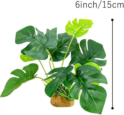Smoothedo-Pets Aquarium Plants Fish Tank Decorations 6inch Plastic Artificial Plant Goldfish Waterscape Betta Fish Hides/Rest(Rainforest Leaf-Monstera) EnvironmentFriendlyArtificialPlasticPlantAquariumDecoration