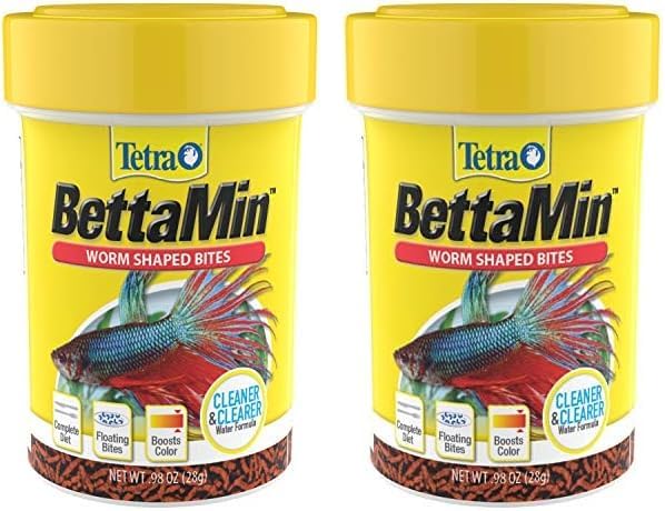 Tetra BettaMin Worm Shaped Bites 0.98 Ounce, Complete Diet for Bettas (Pack of 2) Tetra