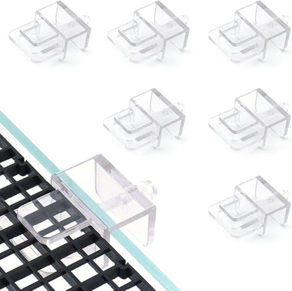 6 Pieces Aquarium Lid Clips, Transparent ABS Plastic Rimless Fish Tank Top Cover Support, Suitable for Plastic Dividers and DIY Anti-Jump LINLAN
