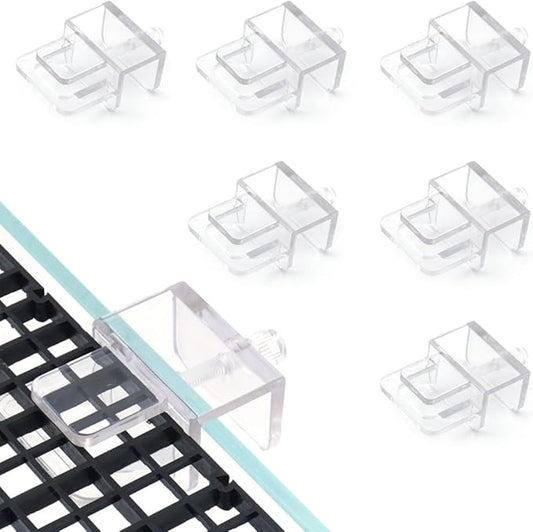 6 Pieces Aquarium Lid Clips, Transparent ABS Plastic Rimless Fish Tank Top Cover Support, Suitable for Plastic Dividers and DIY Anti-Jump LINLAN