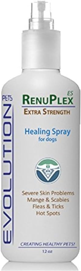 Extra Strength Dog Healing Spray for Dog Hot Spots, Mange, Dog Skin Problems. Made in USA RenuPlex