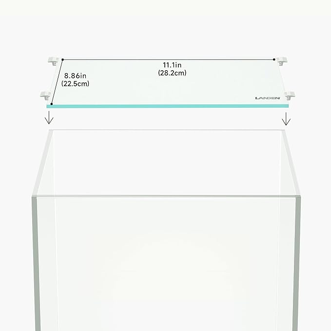 LANDEN 4mm Thick Clear Glass Aquarium Lid, Includes 4 Clips for Secure Placement, 282 x 225mm(11.1x8.86 inches) for 290-294 mm Inner Length Aquariums, Adapted to CB303030, ARF30 Landen
