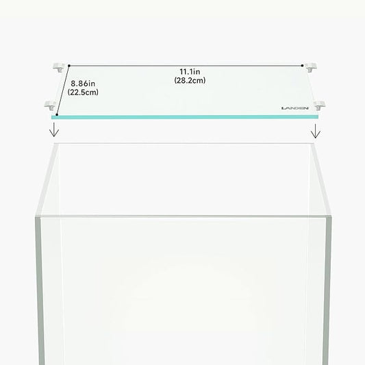 LANDEN 4mm Thick Clear Glass Aquarium Lid, Includes 4 Clips for Secure Placement, 282 x 225mm(11.1x8.86 inches) for 290-294 mm Inner Length Aquariums, Adapted to CB303030, ARF30 Landen