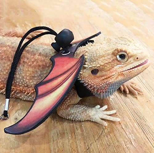 ADOGGYGO Bearded Dragon Lizard Leash Harness - Adjustable Cool Leather Wing Lizard Reptile Harness Leash for Bearded Dragon Lizard Reptiles (Orange) ADOGGYGO
