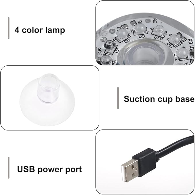 Fish Tank Light, Waterproof LED Aquarium Submersible Light USB Multicolor Decoration Light with Suction Cup for Fish Tanks Coral Tanks Aquatic Plant Tanks Mioyoow