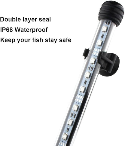 LED Aquarium Light, 23 inches Fish Tank Light RGB Color Underwater light Submersible Crystal Glass Lights, 33 LED Beads, Brightness Adjustable Memory Function, LED Light bar Stick for Fish Tank COVOART