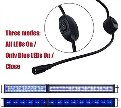 KZKR LED Aquarium Light 60-72 Inch Foldable Adjustable Fish Tank Light Hood Lamp for Freshwater Saltwater Marine Blue and White Decorations Light 5-6ft 150cm - 180cm KZKR