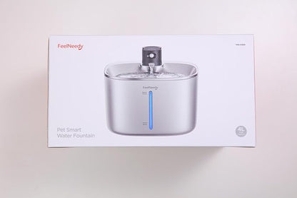 Cat Water Fountain Wireless, Battery Operated, 4L/135fl oz Stainless Steel Pet Water Fountain for Cats Dogs with Motion Sensor, Ultra Quiet Cat Drinking Fountain with 6 Filters (YPD-C004S) - PAWPICO