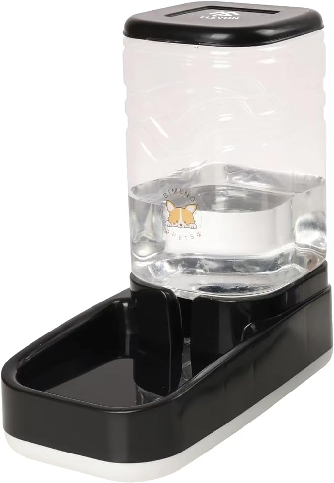 ELEVON Automatic Pet Water Feeder, 3.8L Gravity Cat Water Dispenser with Cat Water Bowl, Large Capacity Water Feeder for Kitten & Small and Medium-Sized Dogs (Black) - PAWPICO