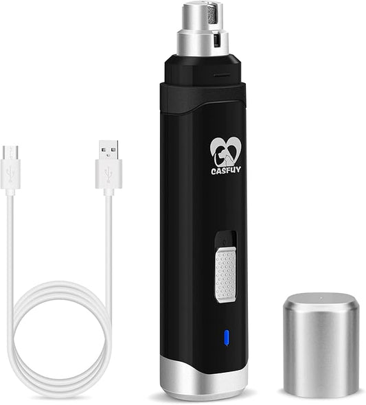 Casfuy Dog Nail Grinder Upgraded - Professional 2-Speed Electric Rechargeable Pet Nail Trimmer Painless Paws Grooming & Smoothing for Small Medium Large Dogs & Cats (Black) - PAWPICO