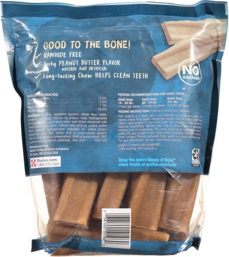 Purina Busy Bone Made in USA Facilities, Long Lasting Small/Medium Breed Adult Dog Chews, Peanut Butter Flavor - 10 ct. Pouch (Pack of 2) - PAWPICO