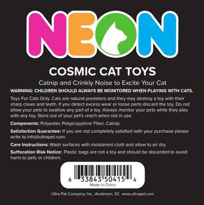 NEON Cosmic Cat Toys: 5pc Catnip Cat Toy Set (Alien, Earth, Saturn, Shooting Star, UFO) - PAWPICO