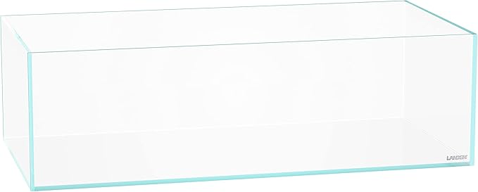 LANEDN 60S 7.9 Gal Shallow Aquarium Tank, Shallow Fish Tank, Rimless Low Iron Tank W23.6×D11.8×H7.1 in(60x30x18cm); 5mm Thickness Aquascape Fish Tank, Black Leveling Mat Included Landen