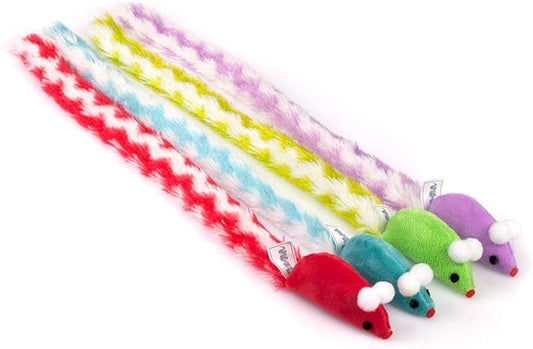 CHIWAVA 4 Packs 15 Inch Long Soft Plush Cat Toys Mice with Rattle Rustle Sound Small Mouse Activity Interactive Toy - PAWPICO