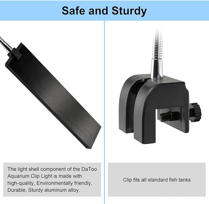 Aquarium Light Small LED Clip Light for Fish Tank 10W, 1 Yr Warranty DaToo