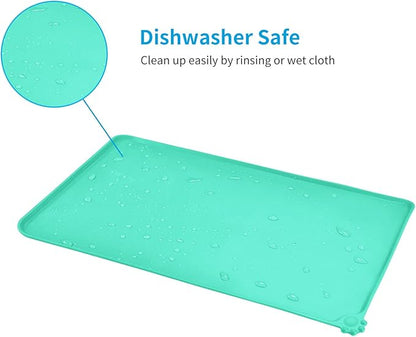 AUDWUD Silicone Waterproof Dog Cat Pet Feeding Mats,Anti Slip Pet Bowl Mats,Pet Feeding Mat,21" x 15" - PAWPICO