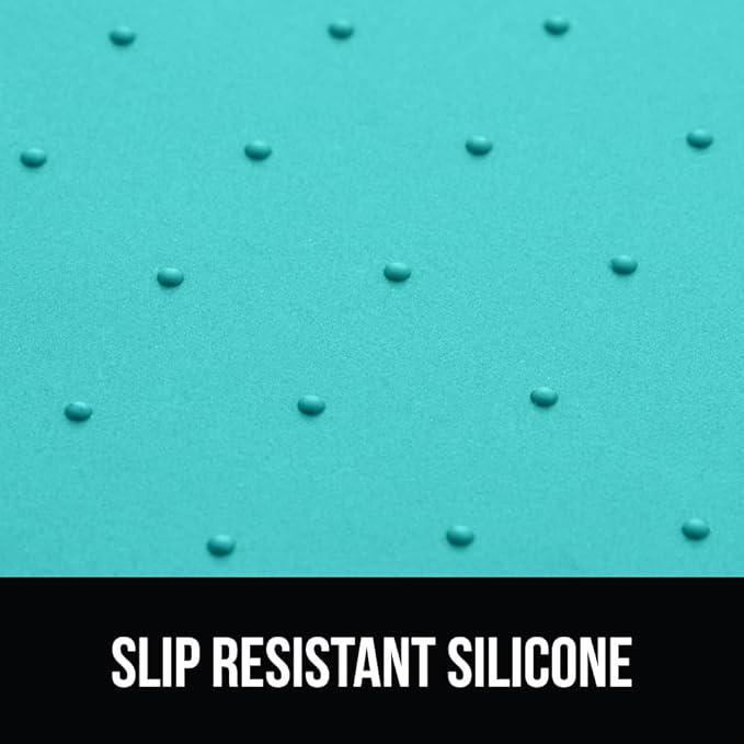 Gorilla Grip 100% Waterproof Raised Edge BPA Free Silicone Pet Feeding Mat, Dog Cat Food Mats Contain Spills Protects Floors, Placemats for Cats and Dogs Water Bowl, Pets Accessories 28x18 Turquoise - PAWPICO