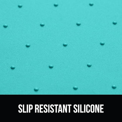 Gorilla Grip 100% Waterproof Raised Edge BPA Free Silicone Pet Feeding Mat, Dog Cat Food Mats Contain Spills Protects Floors, Placemats for Cats and Dogs Water Bowl, Pets Accessories 16x10, Turquoise - PAWPICO