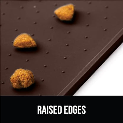 Gorilla Grip 100% Waterproof Raised Edge BPA Free Silicone Pet Feeding Mat, Dog Cat Food Mats Contain Spills Protects Floors, Placemats for Cats and Dogs Water Bowl, Pets Accessories 18.5x11.5 Brown - PAWPICO