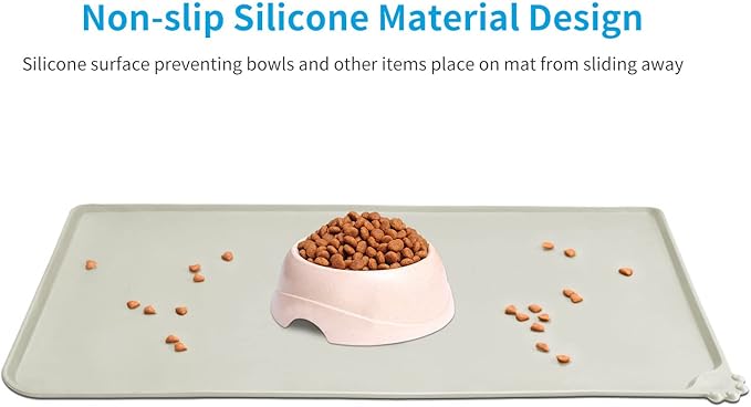AUDWUD Silicone Waterproof Dog Cat Pet Feeding Mats,Anti Slip Pet Bowl Mats,Pet Feeding Mat, 34" x 23" - PAWPICO