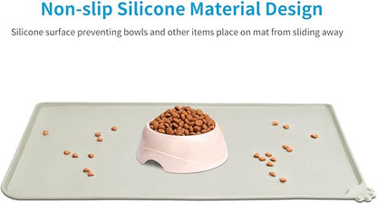 AUDWUD Silicone Waterproof Dog Cat Pet Feeding Mats,Anti Slip Pet Bowl Mats,Pet Feeding Mat, 34" x 23" - PAWPICO