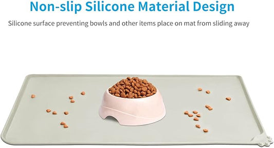 AUDWUD Silicone Waterproof Dog Cat Pet Feeding Mats,Anti Slip Pet Bowl Mats,Pet Feeding Mat, 34" x 23" - PAWPICO